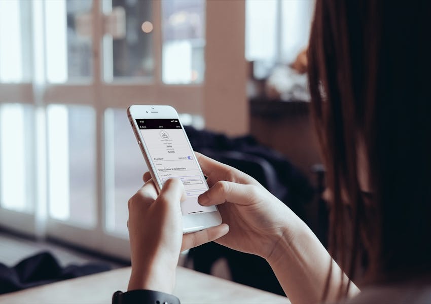Lady Using Virtual Keypad on a Phone